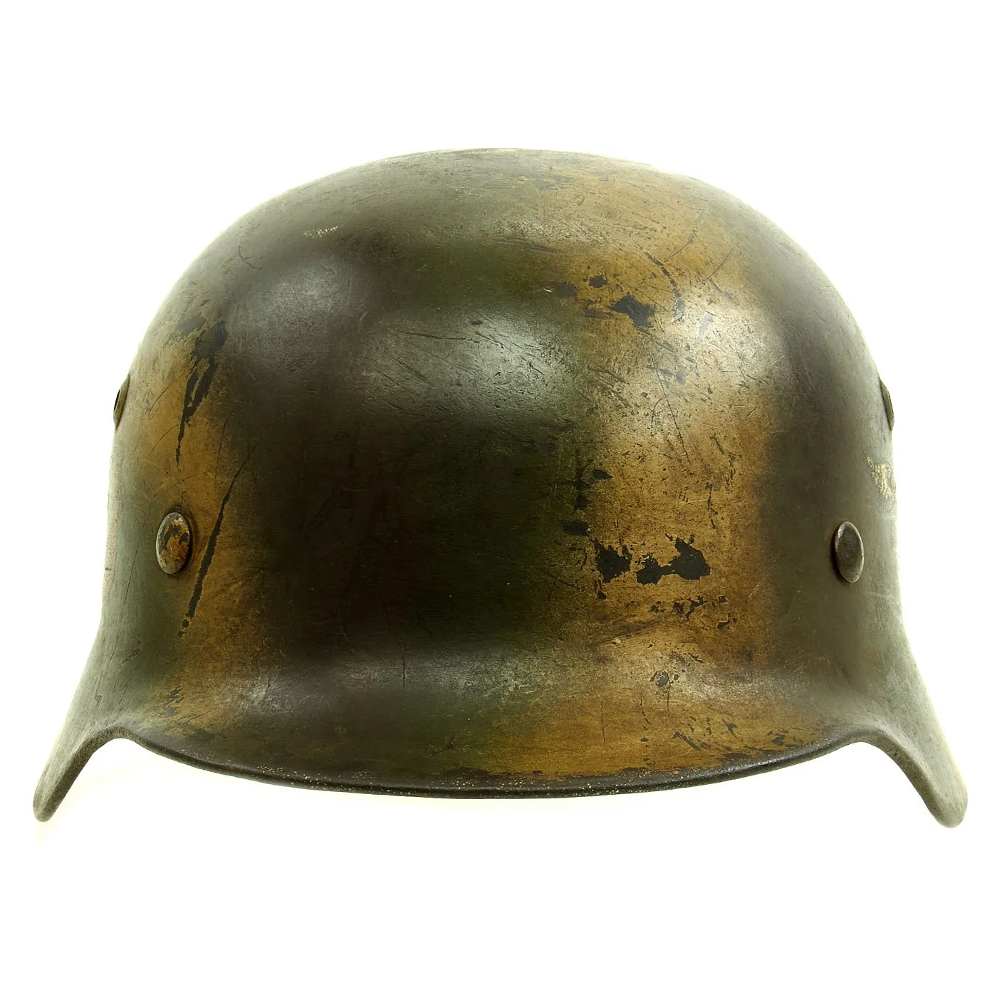 Original German WWII Luftwaffe Double Decal Normandy Camouflage M35 Helmet - SE64