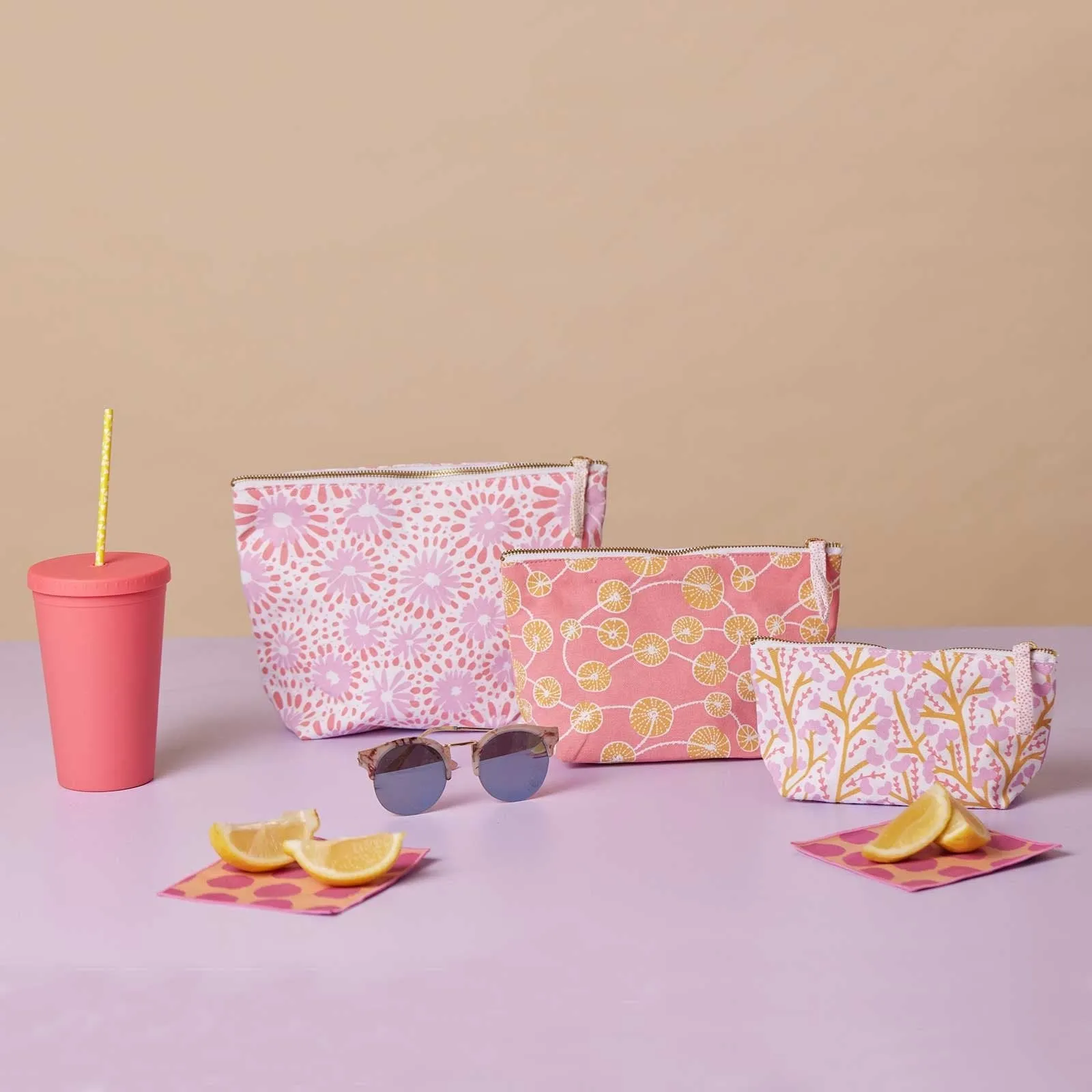 Petals Pink  Small Relaxed Pouch