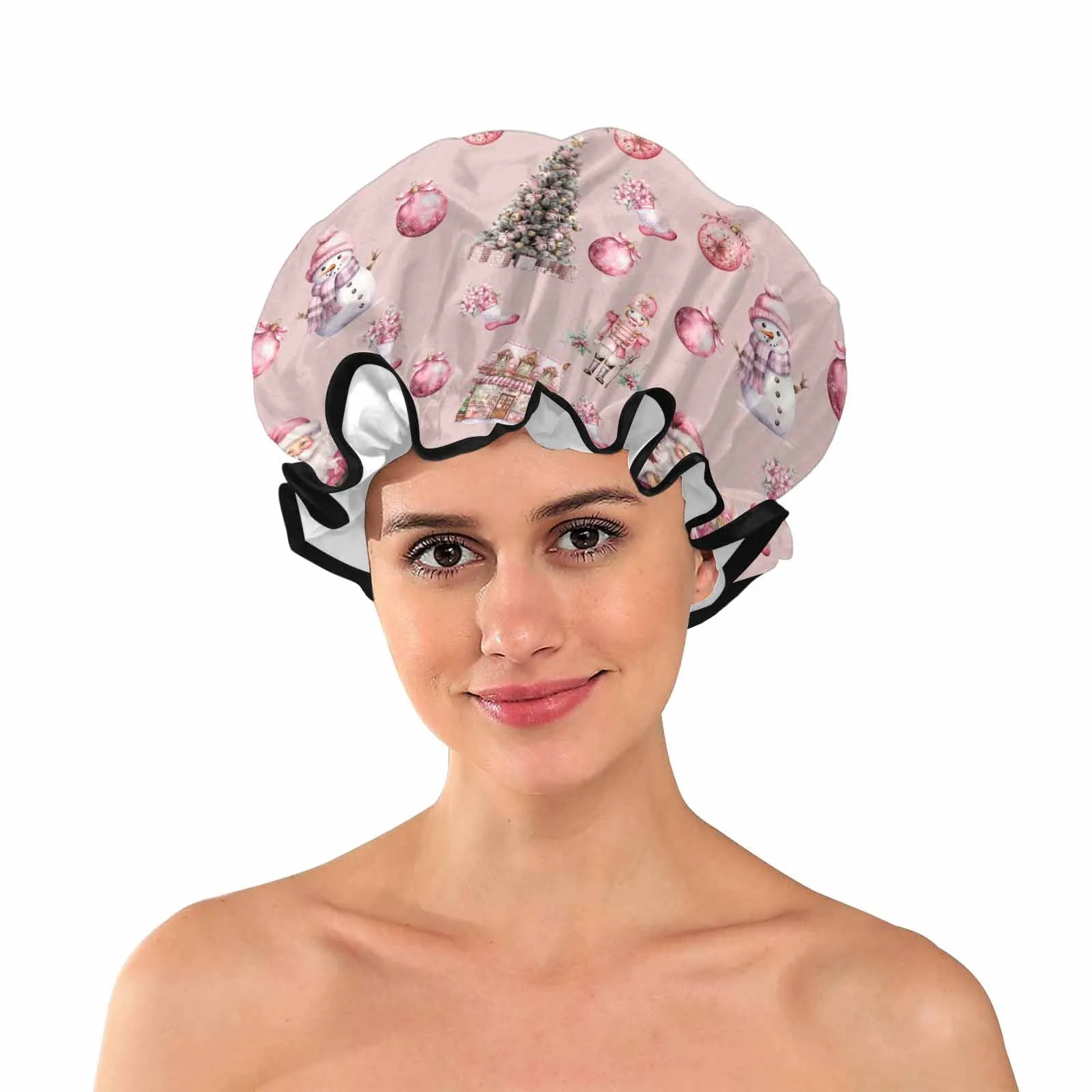 Pink Chirstmas 50  Shower Cap