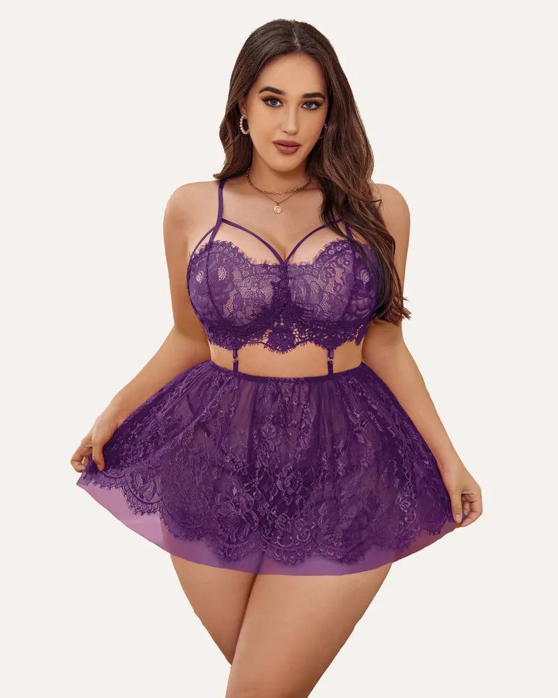 Plus Size Lingerie Babydoll Lace Nighty