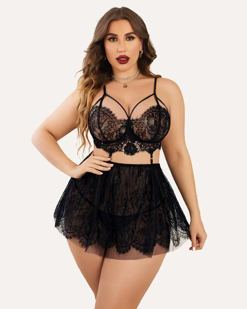 Plus Size Lingerie Babydoll Lace Nighty