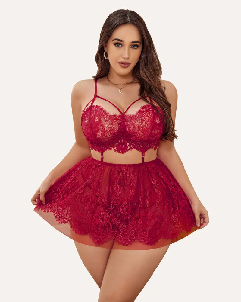 Plus Size Lingerie Babydoll Lace Nighty