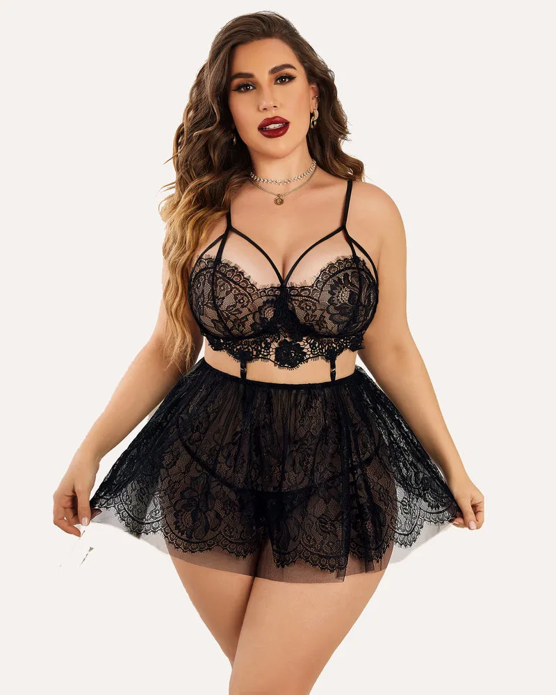 Plus Size Lingerie Babydoll Lace Nighty