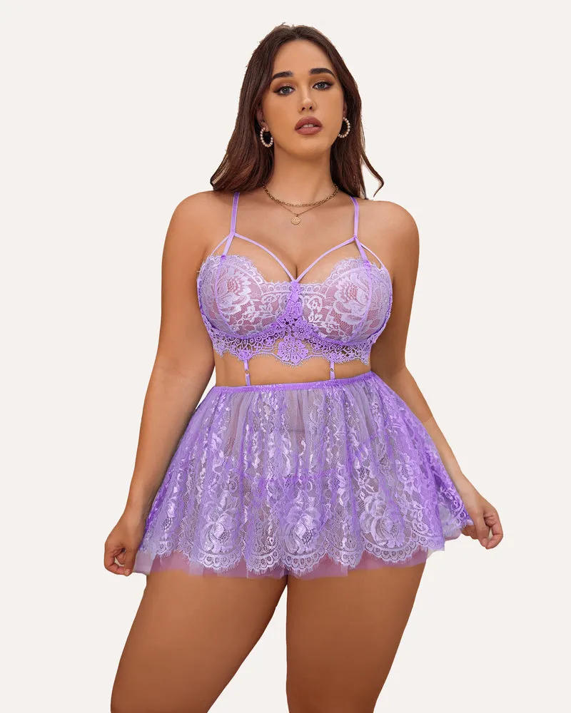 Plus Size Lingerie Babydoll Lace Nighty