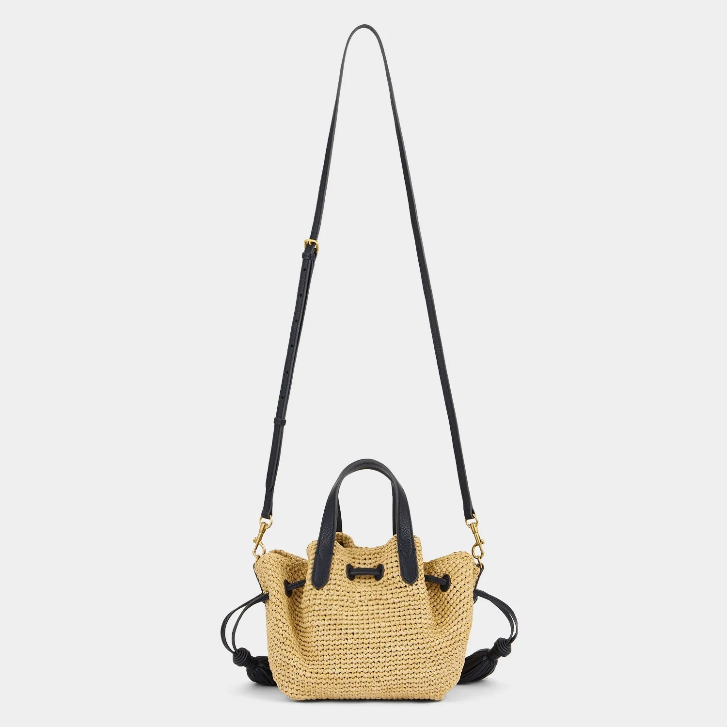 Raffia Drawstring Small Cross-body Tote