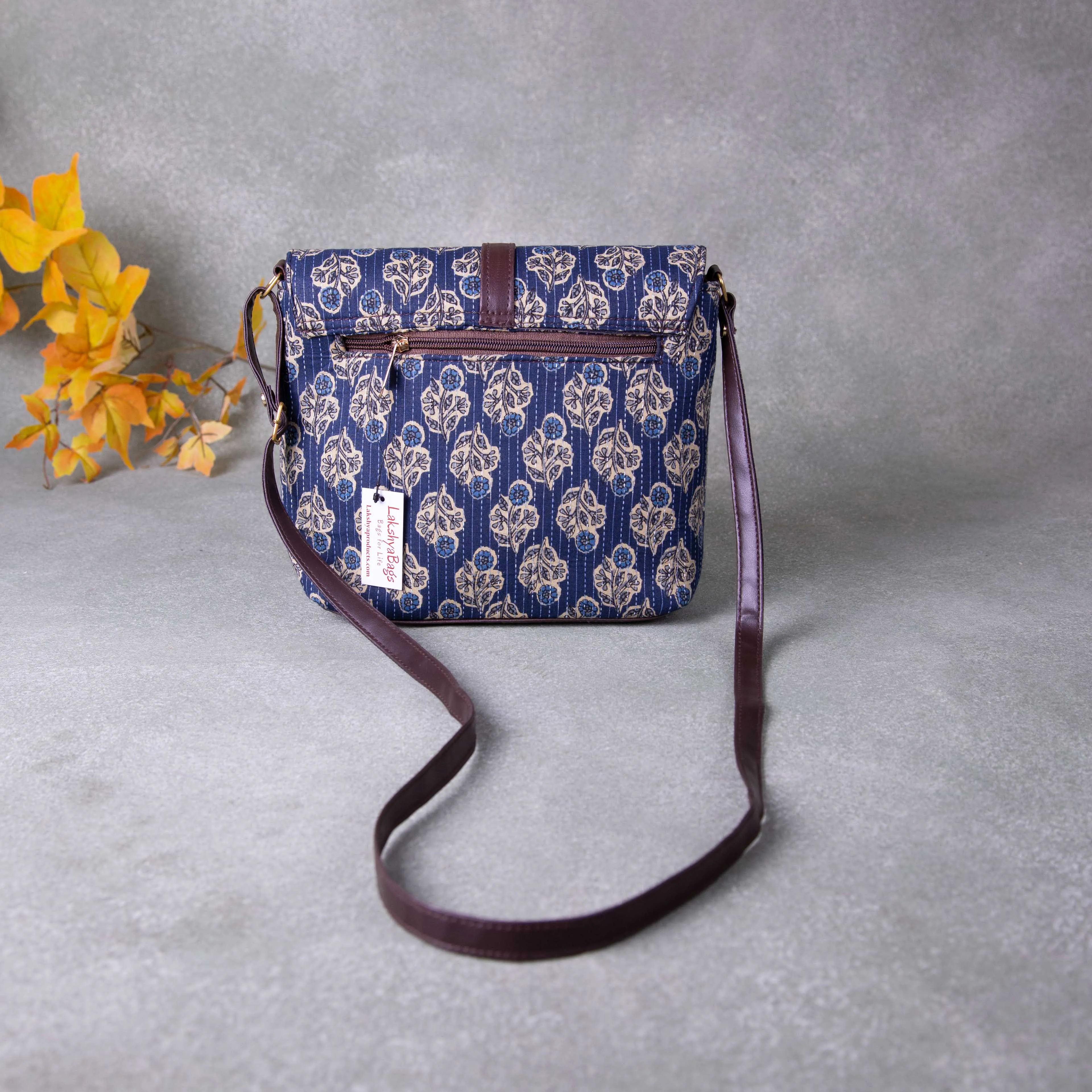 Regular Slings Blue Colour with Sandal Flower Prints Design