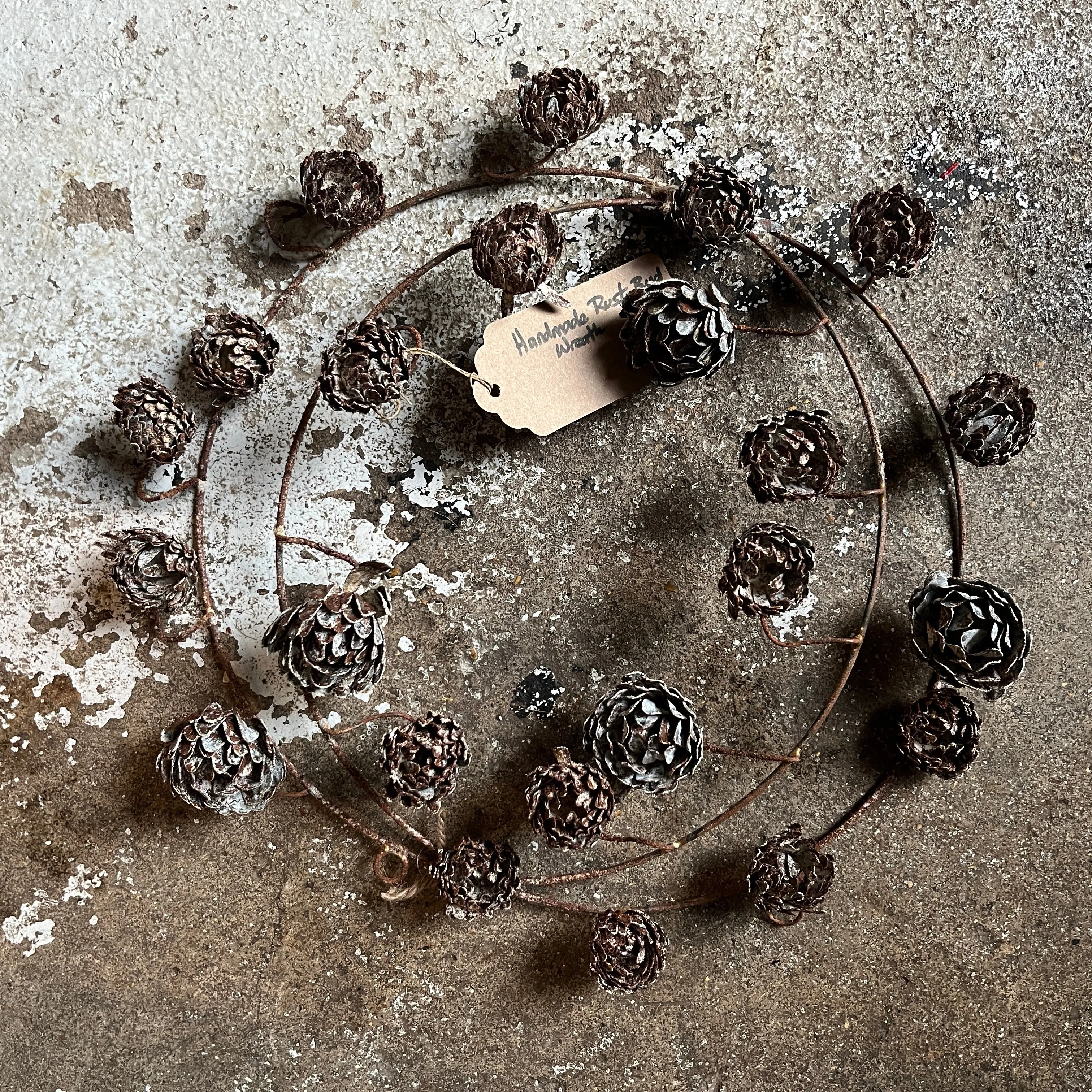 Rustic Aged Zinc Bud Wreath