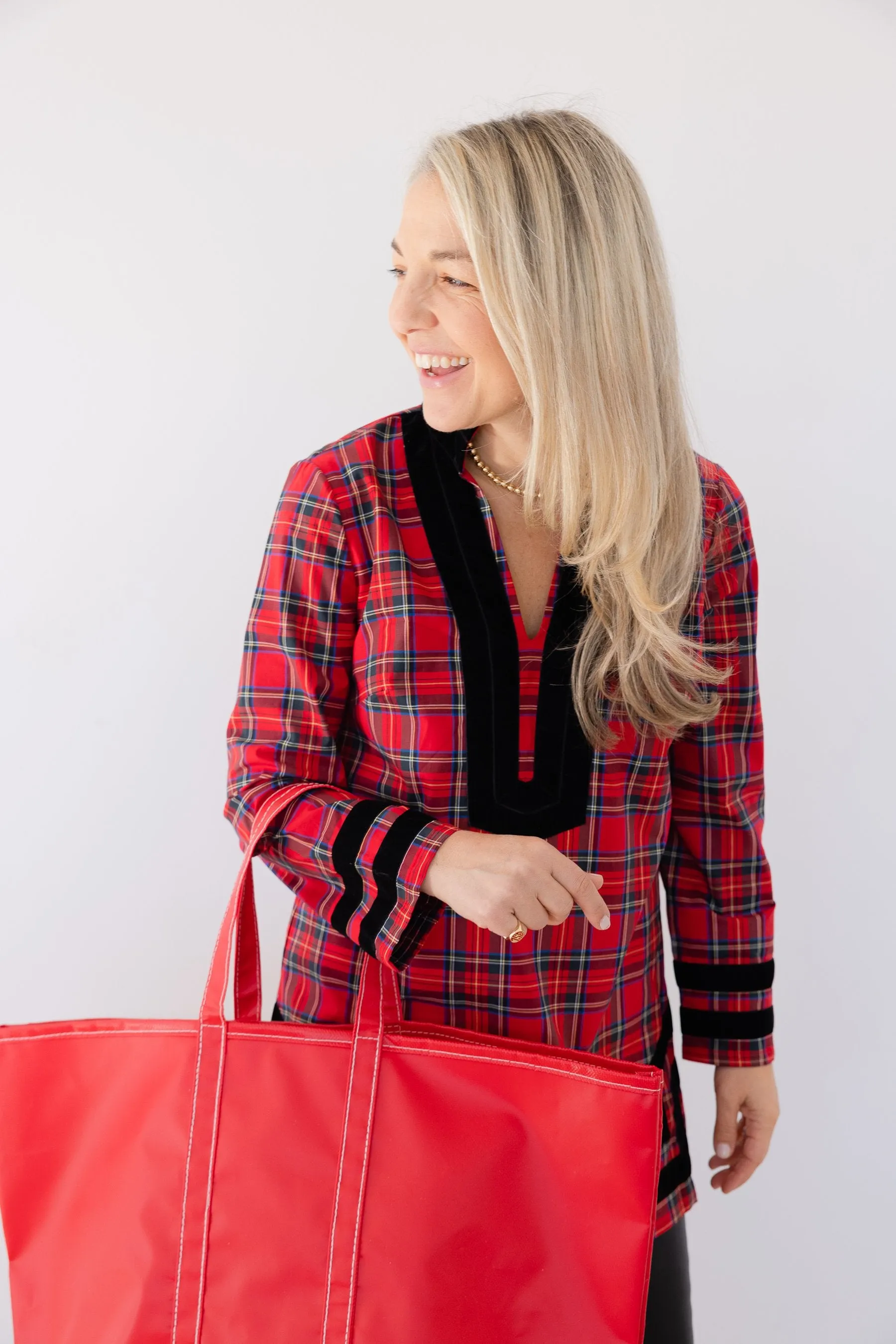 Sail to Sable Tunic Top - Red Plaid