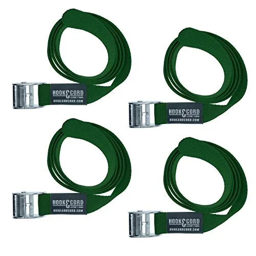 SECURE IT QUICK Straps & Buckles - Cinch Tie Down CAM Cargo Utility Lashing Straps - 1" Wide Heavy Duty Webbing (48" CAM - 4 PK, Green)