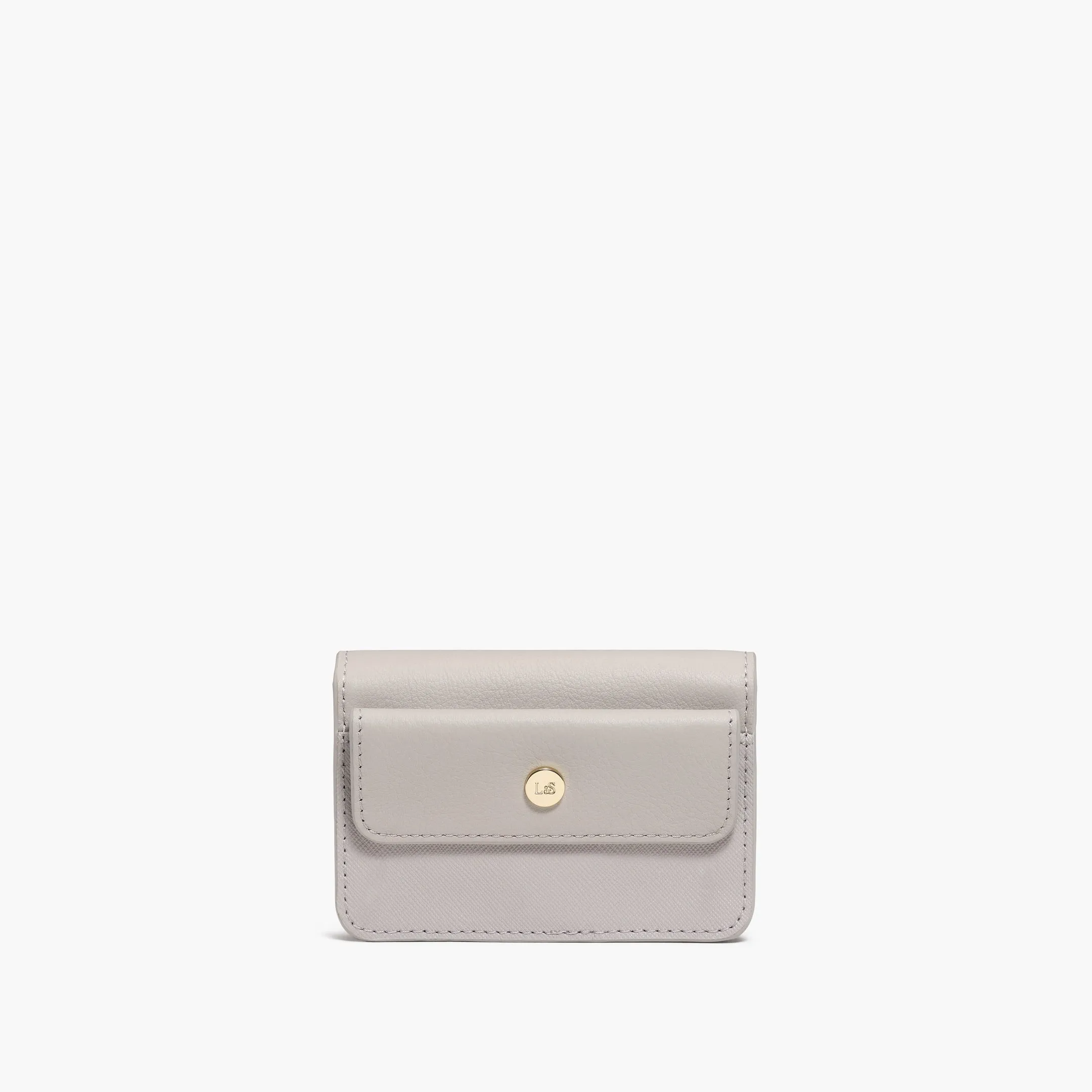 Sherborn Compact Wallet - Saffiano Leather - Light Grey