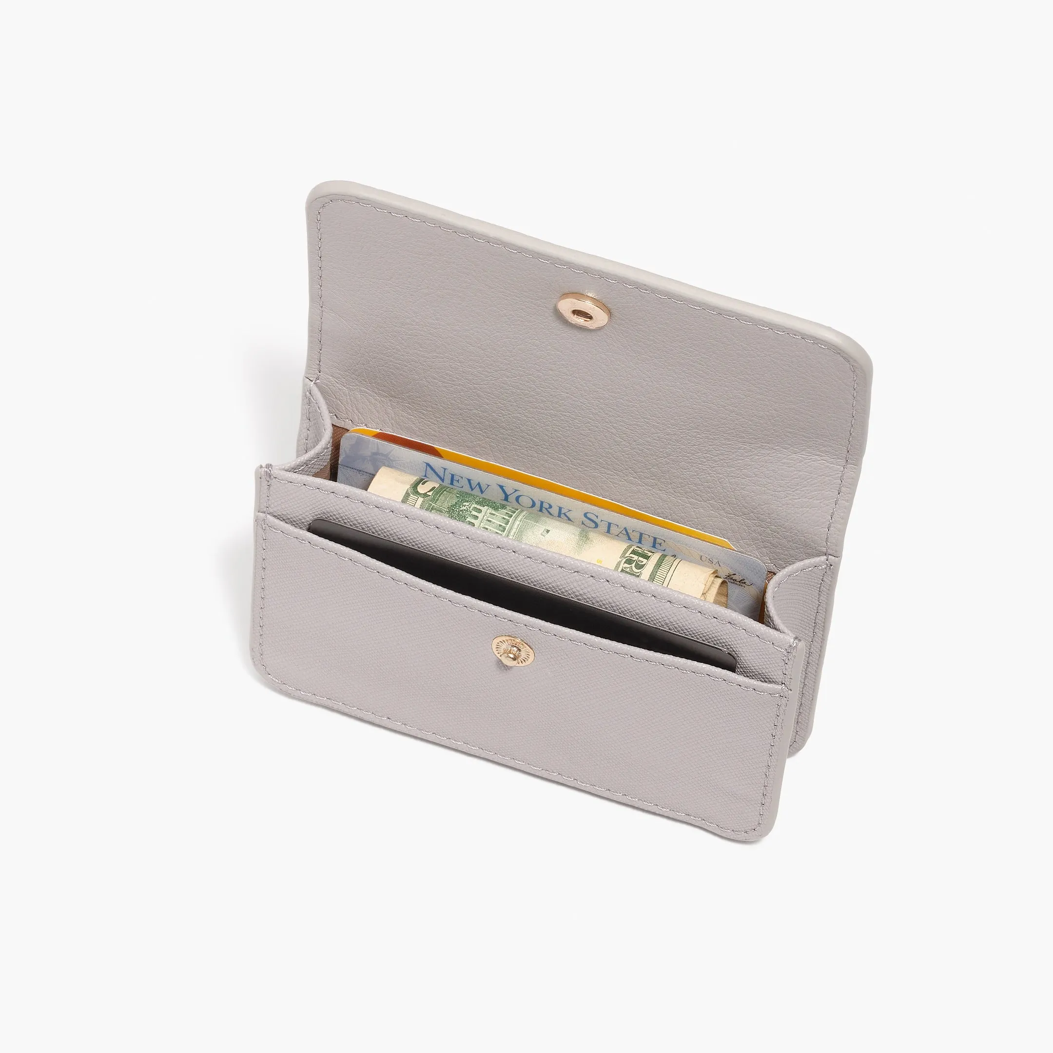 Sherborn Compact Wallet - Saffiano Leather - Light Grey