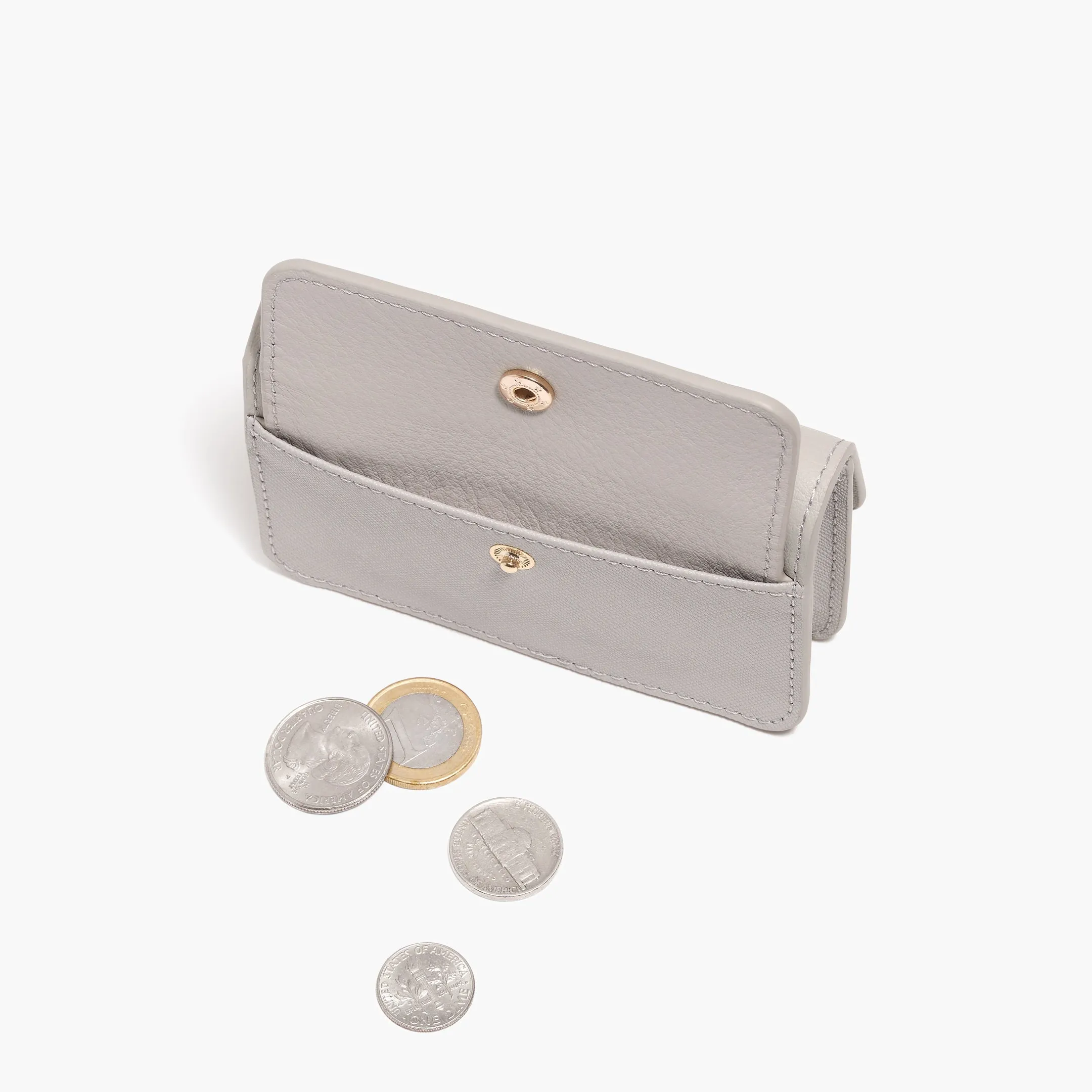 Sherborn Compact Wallet - Saffiano Leather - Light Grey