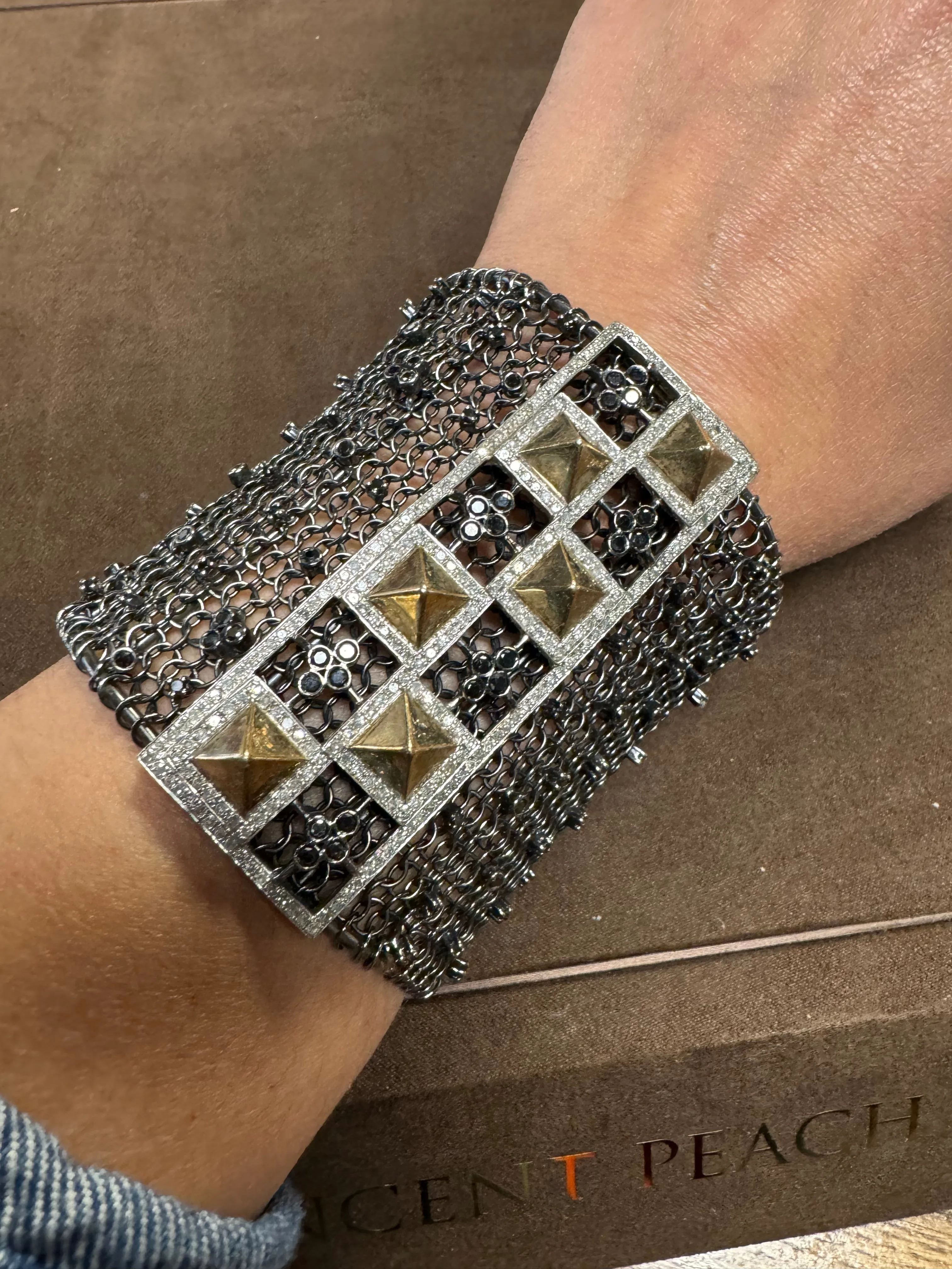 Studded Diamond Mesh Cuff