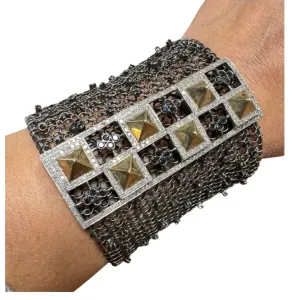 Studded Diamond Mesh Cuff