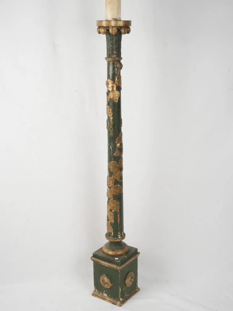 Tall 19th Century Italian Painted and Gilt Wood Candle Column - 62½"