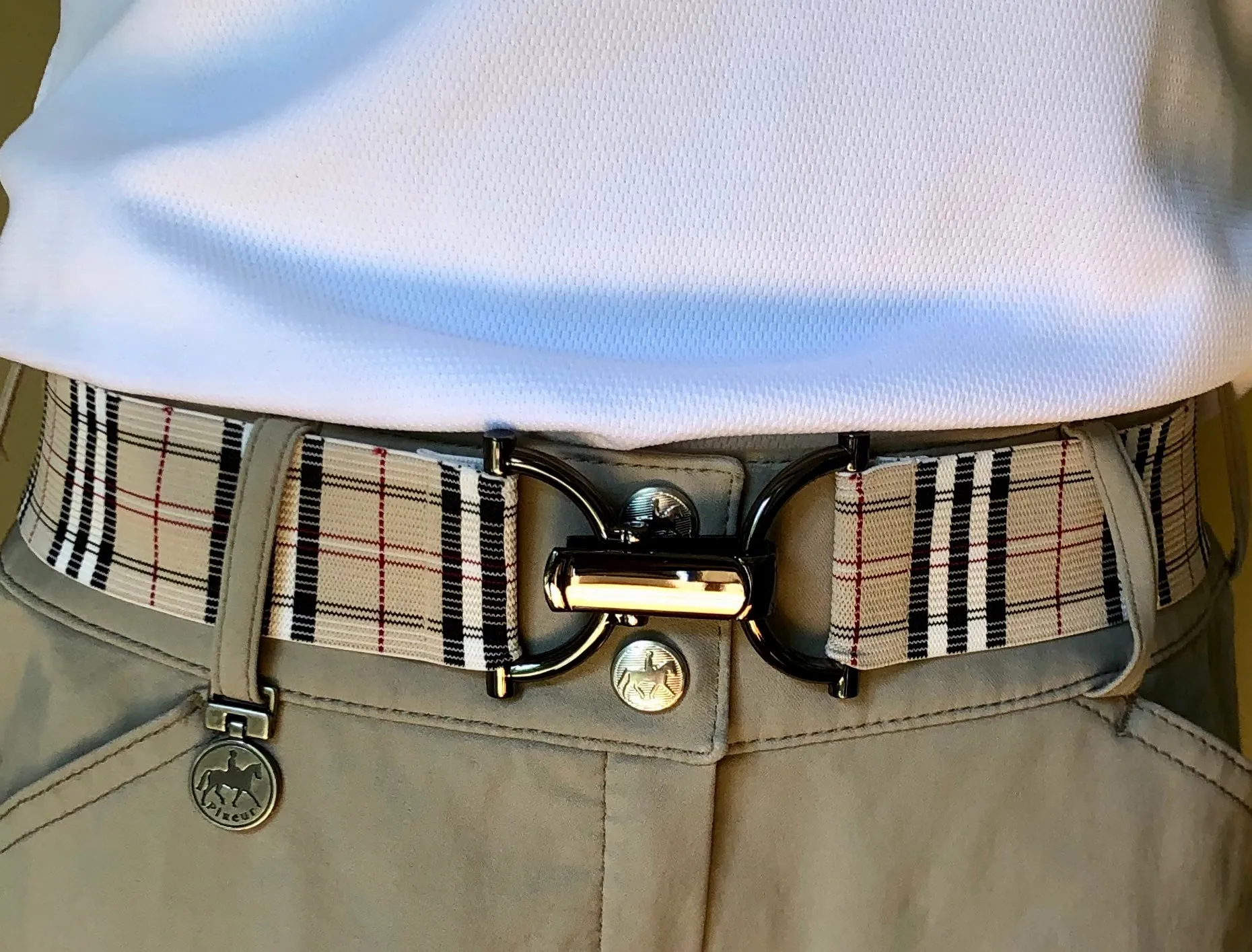 Tan Plaid Elastic Belt