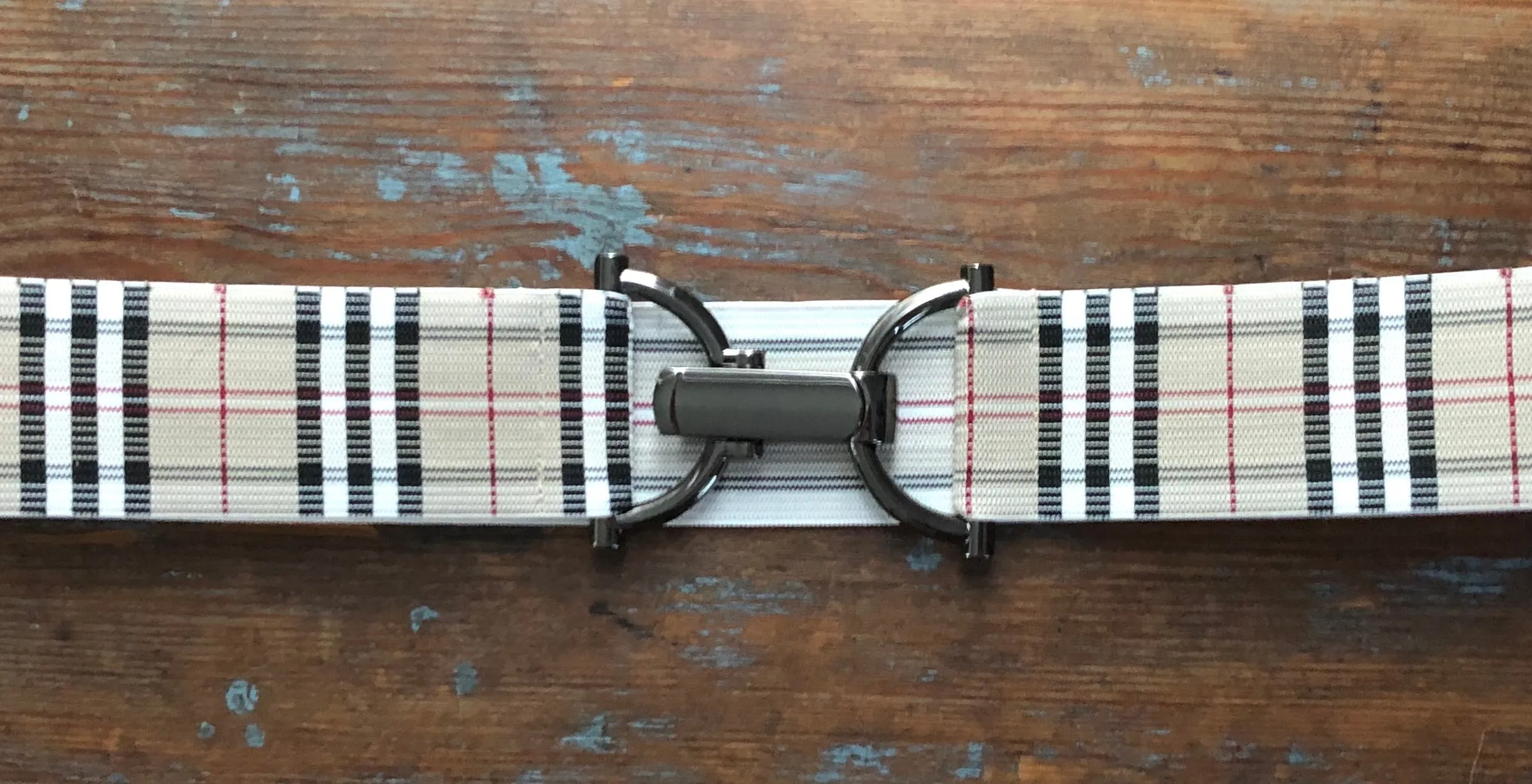 Tan Plaid Elastic Belt