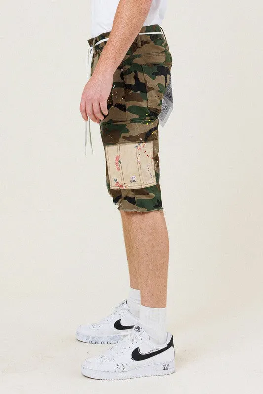 TEEK - Flowers Patch Camo Cargo Shorts