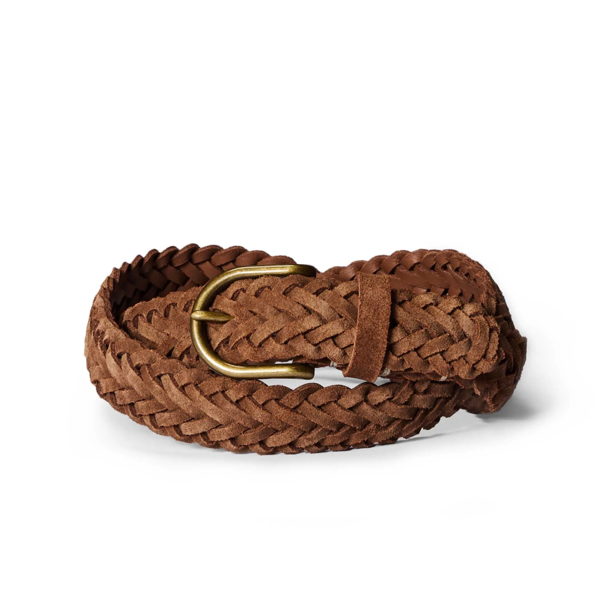 The Braided Belt in Tan Suede