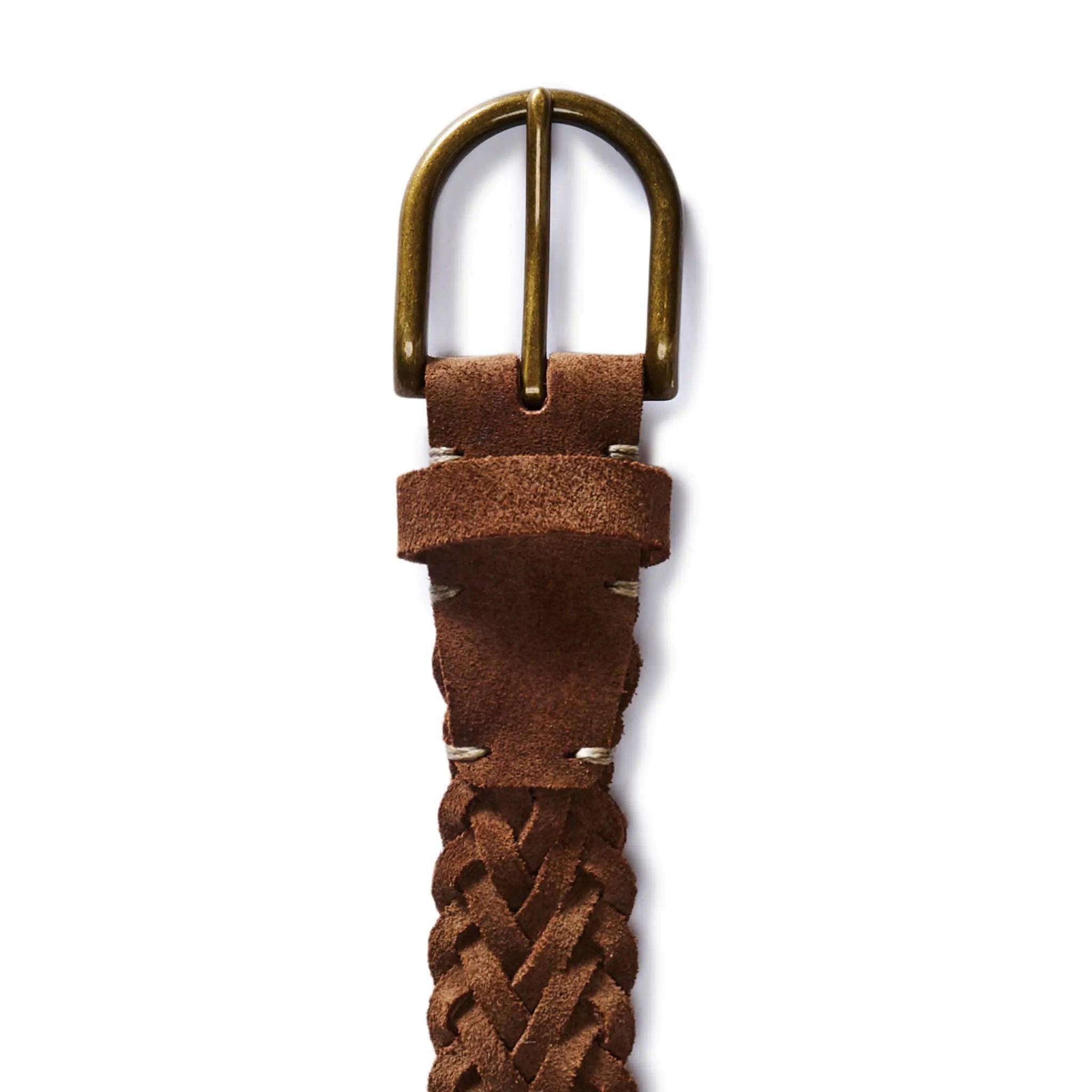 The Braided Belt in Tan Suede