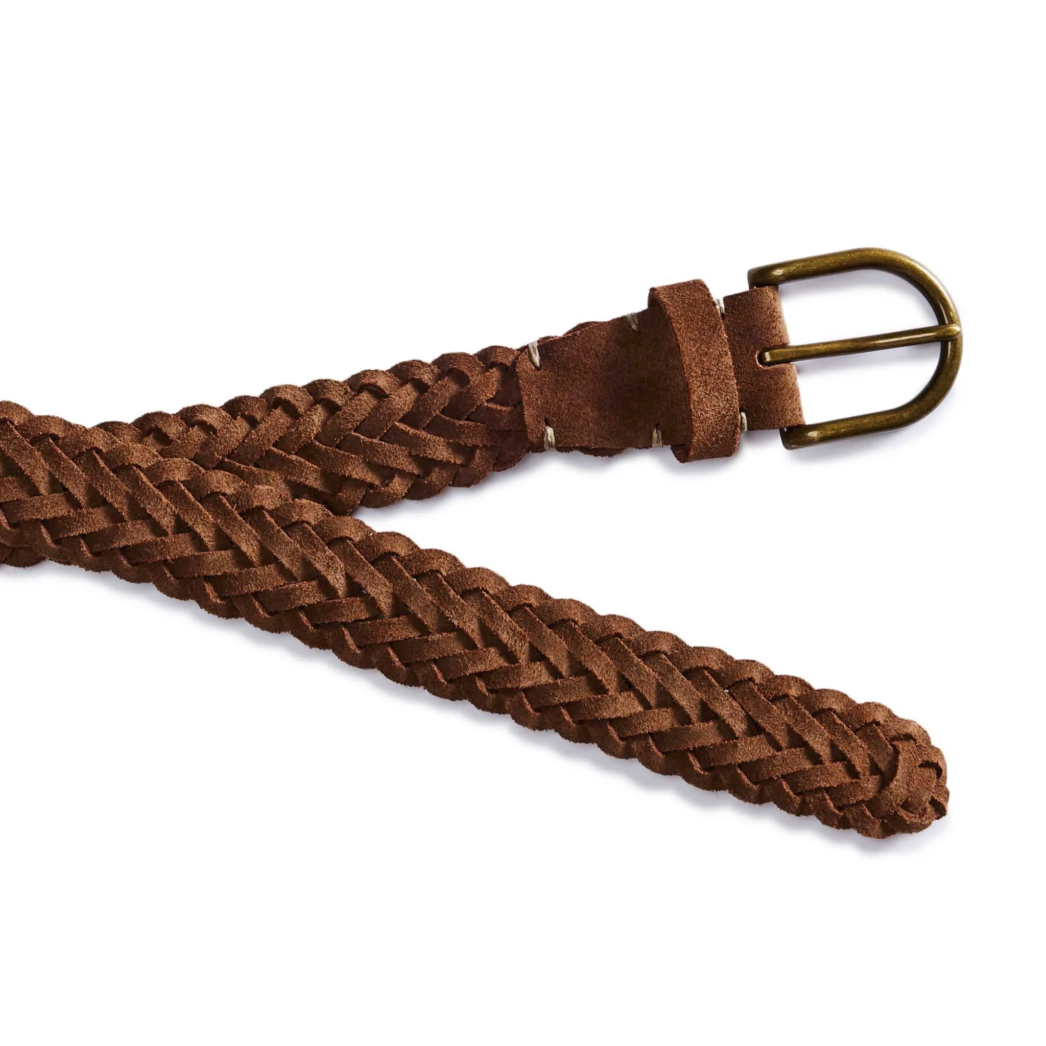 The Braided Belt in Tan Suede