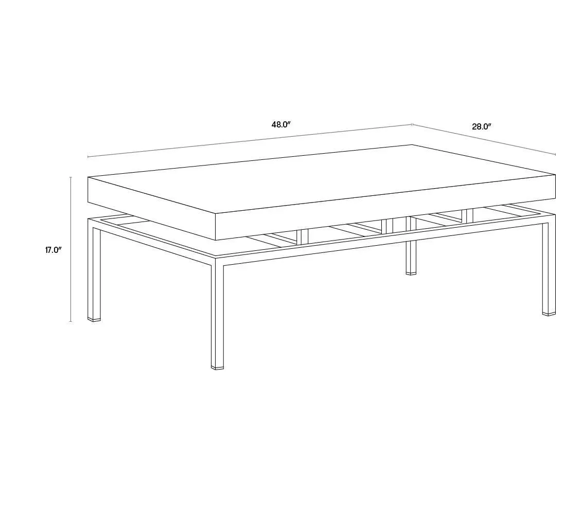 Toreno Coffee Table Antique Brass Iron Patina Finish