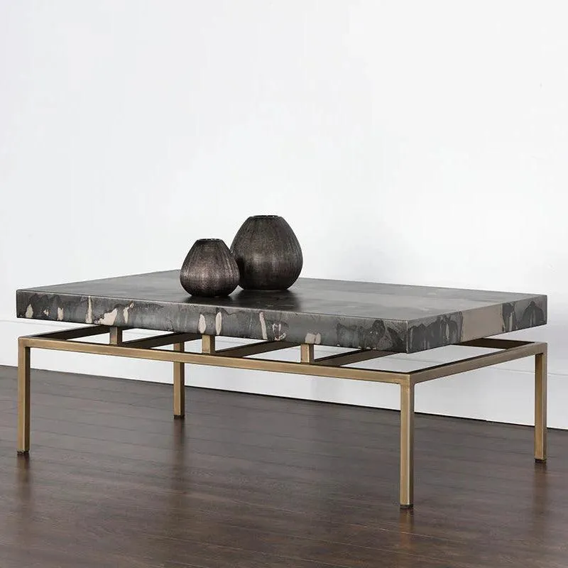 Toreno Coffee Table Antique Brass Iron Patina Finish