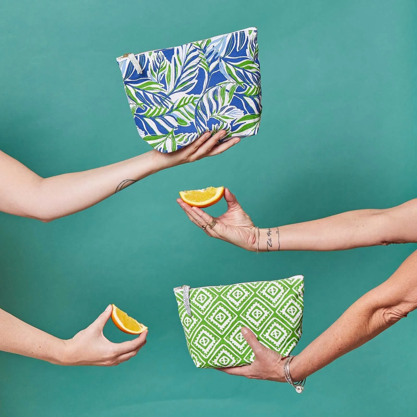 Tropic Navy Green Large Relaxed Pouch