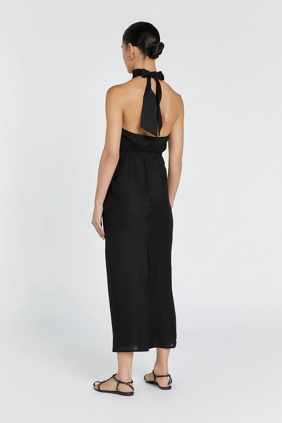 VERA BLACK LINEN MAXI DRESS