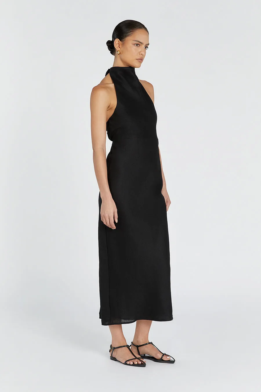 VERA BLACK LINEN MAXI DRESS