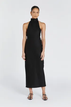 VERA BLACK LINEN MAXI DRESS