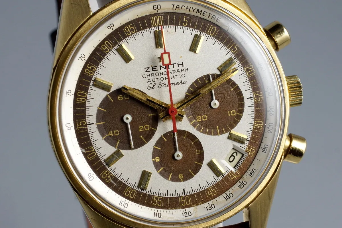 Vintage Zenith 18K YG El Primero G381 Tropical Dial