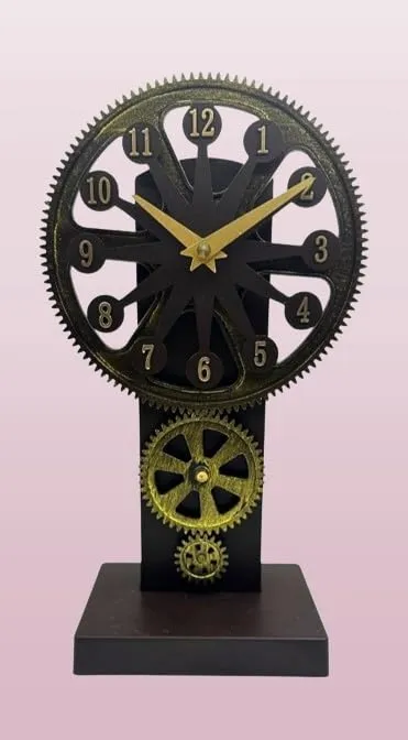 Wall Clock Desk Clock Antique Gear Iron Timing Shaped Operated Gift Day Tabletop Clock Removable Base Random Colours