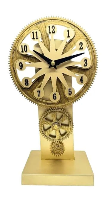 Wall Clock Desk Clock Antique Gear Iron Timing Shaped Operated Gift Day Tabletop Clock Removable Base Random Colours