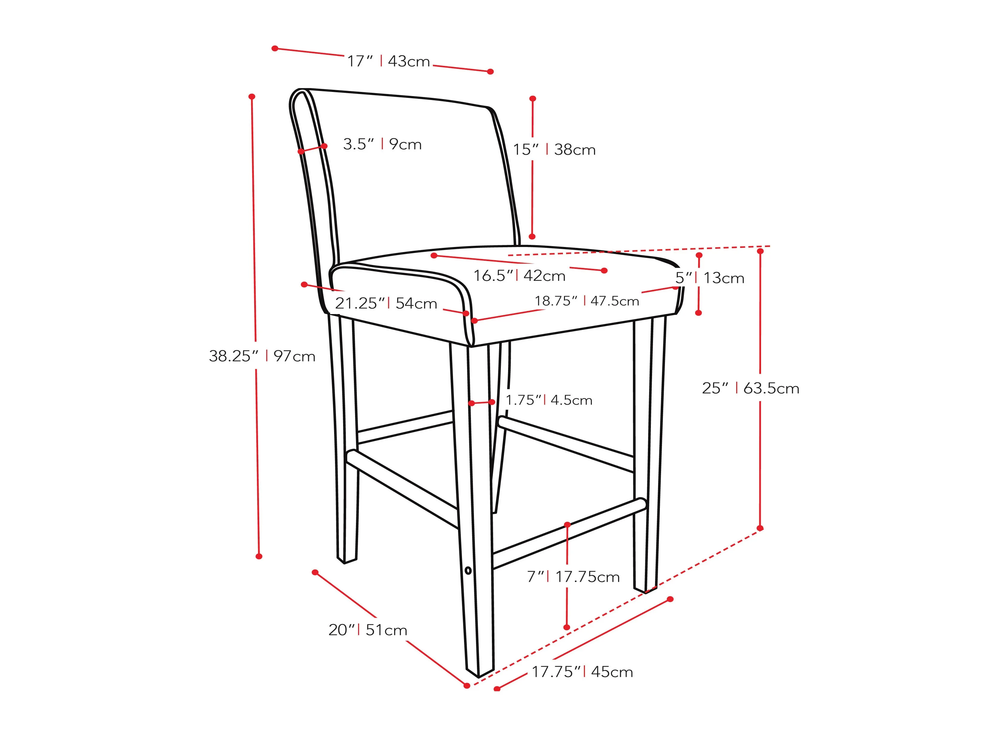 White Wooden Counter Height Bar Stool