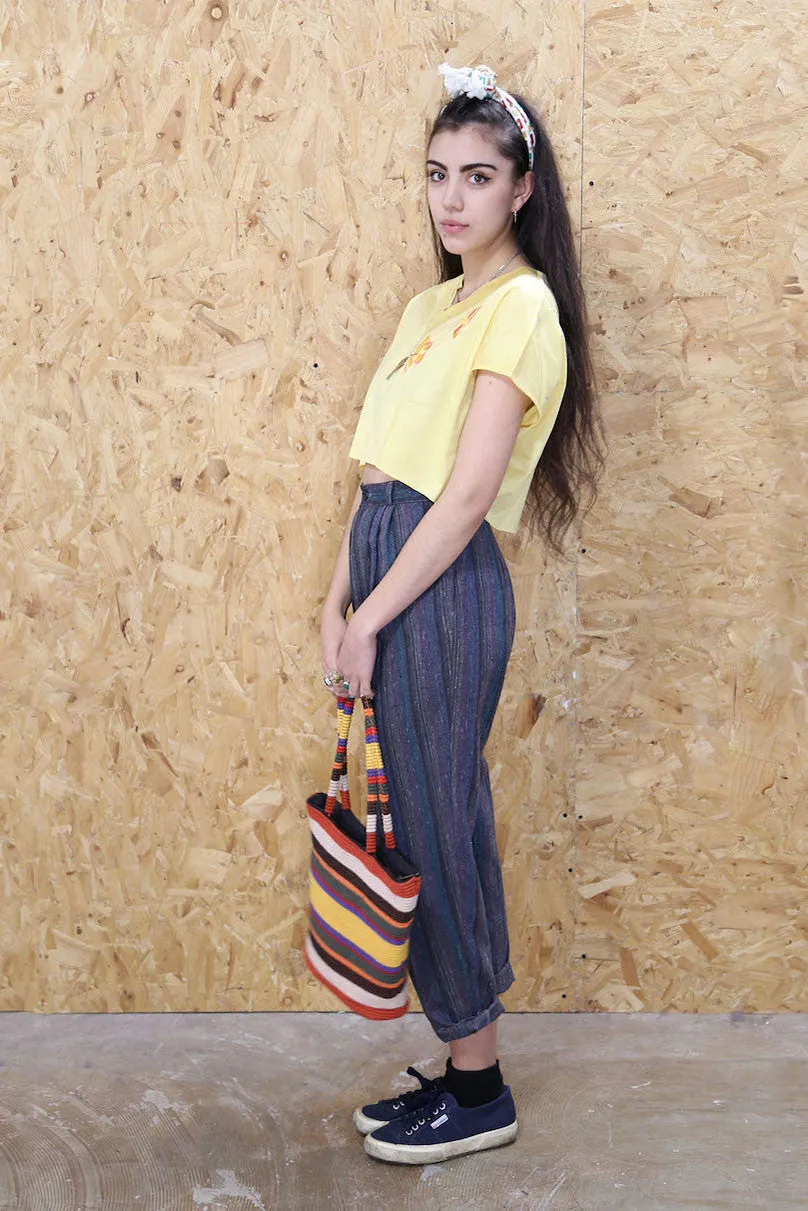 Yellow Crop T-Shirt With Butterfly Detail